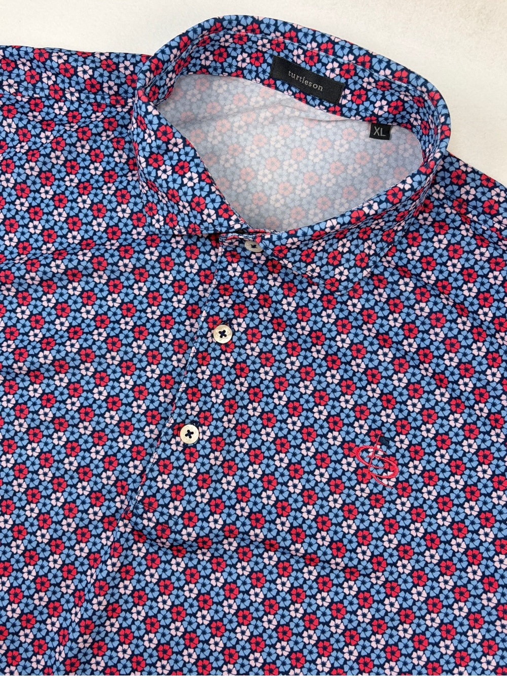 Turtleson‎ Performance Golf Polo Men’s XL Floral Embroidered Champions Retreat